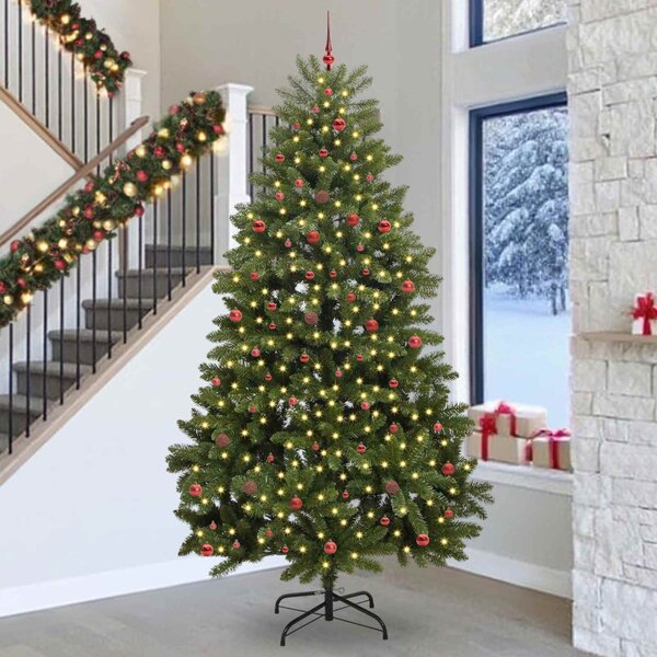 Mű karácsonyfa 300 cm 300 LED Meleg fehér PVC és Acél Zöld
