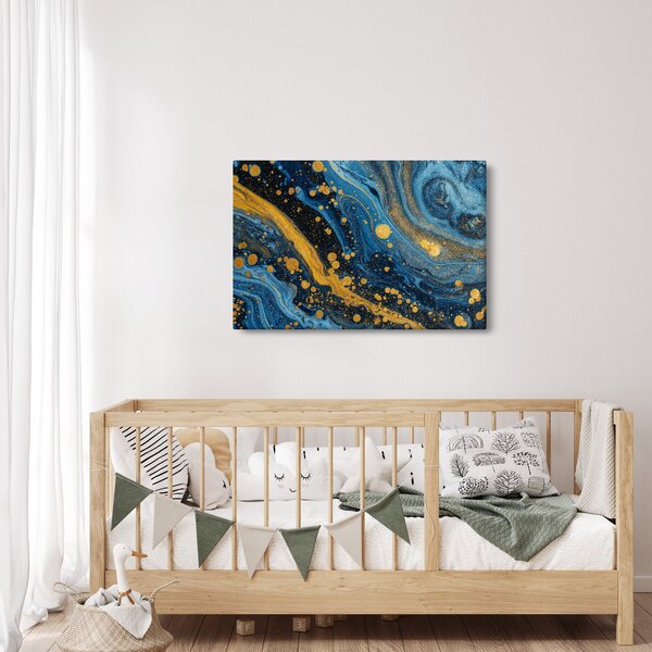 Kép - Kék absztrakció arannyal (90x60 cm)