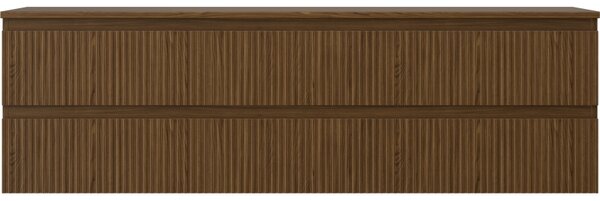 Mexen Rivel, fürdőszobaszekrény 160 cm felsőrésszel, 2 fiókkal, hornyolt, diófa, 91A20-16047-2-BFFC86