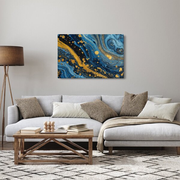 Kép - Kék absztrakció arannyal (90x60 cm)