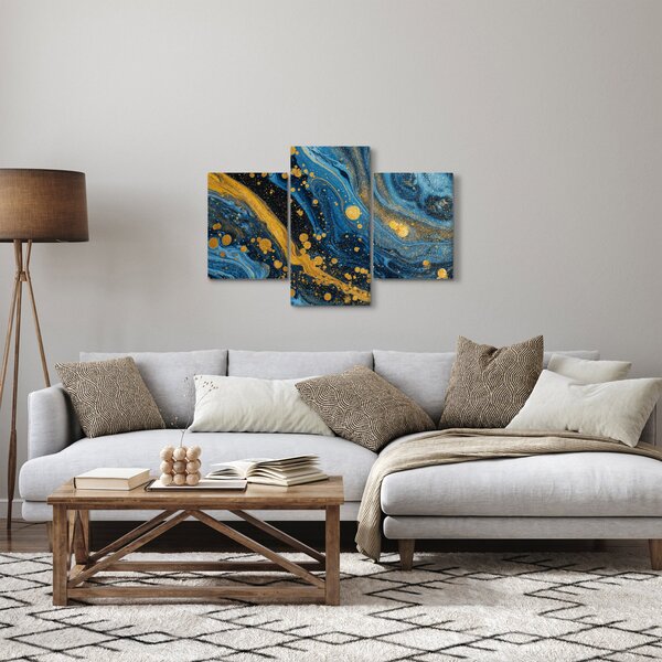 Kép - Kék absztrakció arannyal (90x60 cm)