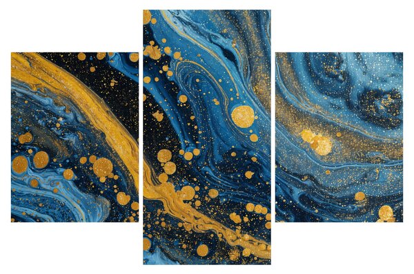 Kép - Kék absztrakció arannyal (90x60 cm)