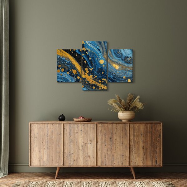 Kép - Kék absztrakció arannyal (90x60 cm)