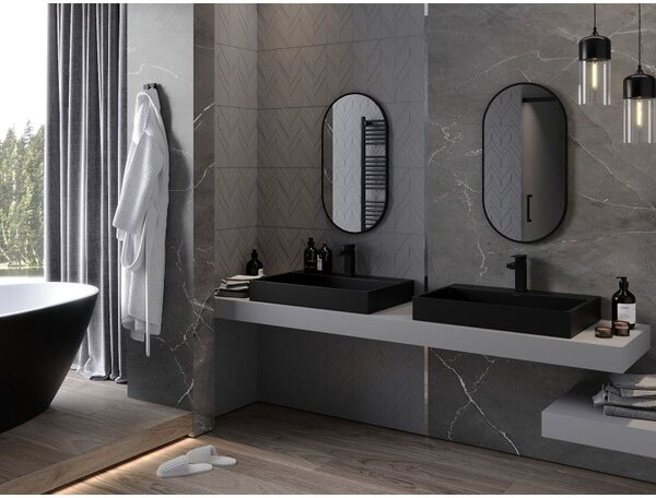 Mexen Loft ovális fürdőszobai tükör 75 x 40 cm, fekete keret - 9851-075-040-000-70