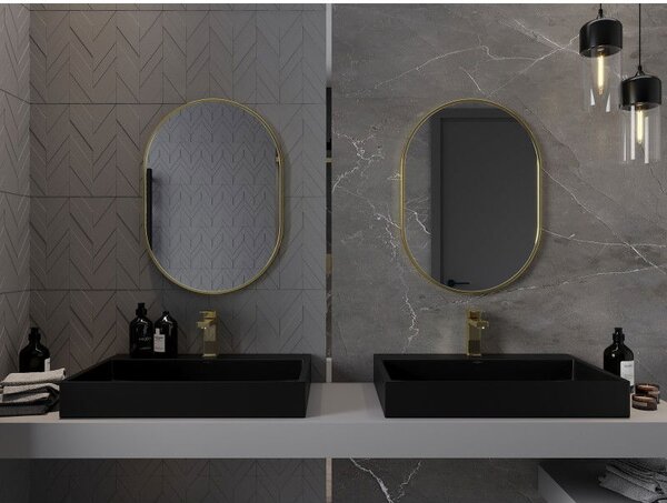 Mexen Loft ovális fürdőszobai tükör 70 x 50 cm, arany keret - 9851-070-050-000-50