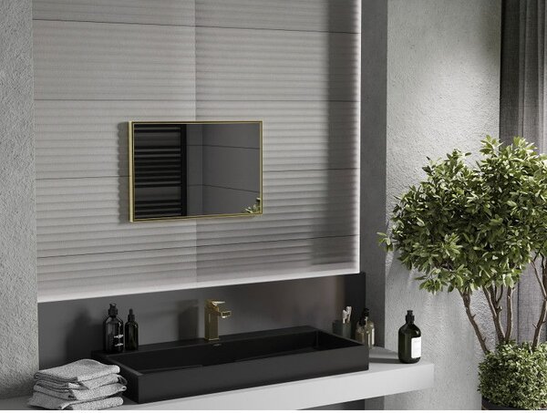 Mexen Loft téglalap alakú fürdőszobai tükör 60 x 40 cm, arany keret - 9852-060-040-000-50