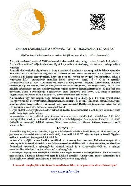 Irodai fűtőszőnyeg - L 80*55 cm - Munkaállomás fűtés