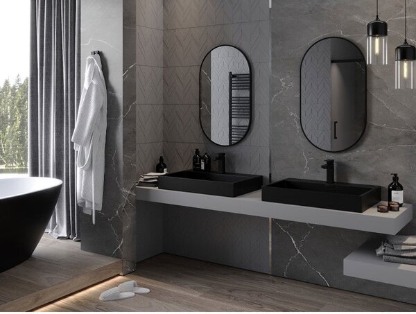 Mexen Loft ovális fürdőszobai tükör 85 x 50 cm, fekete keret - 9851-085-050-000-70