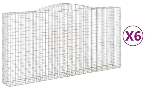 6 db íves horganyzott vas gabion kosár 400x50x200/220 cm