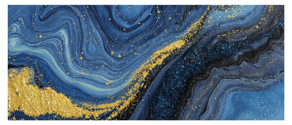 Kép - Kék-arany absztrakció (120x50 cm)