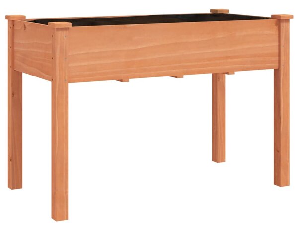 Barna tömör fenyőfa kerti ültetőláda béléssel 118 x 59 x 76 cm