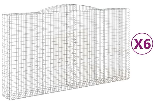 6 db íves horganyzott vas gabion kosár 400x50x220/240 cm