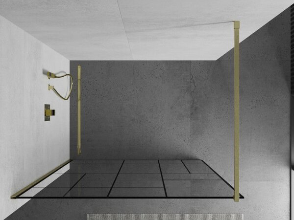 Mexen Kioto zuhanyfal Walk-in 80 x 200 cm, fekete minta 8 mm, arany kefélt - 800-080-101-55-78