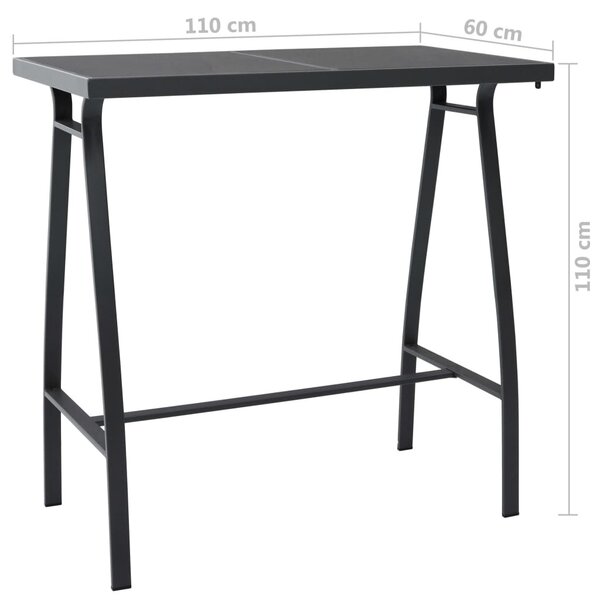 VidaXL fekete edzett üveg kerti bárasztal 110 x 60 x 110 cm