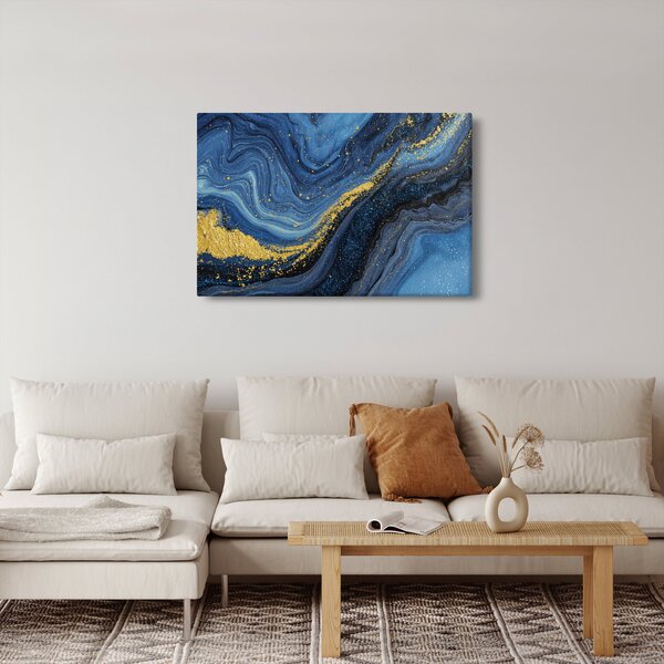 Kép - Kék-arany absztrakció (90x60 cm)