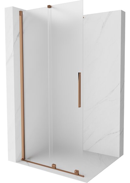 Mexen Velar, zuhany paraván tolóajtóval Walk-in 85 x 200 cm, 8 mm-es matt üveg, rózsaszín arany, 871-085-000-33-60