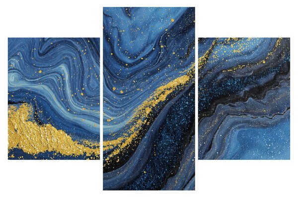 Kép - Kék-arany absztrakció (90x60 cm)