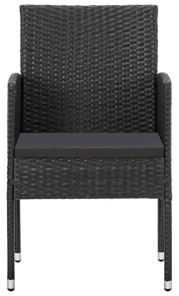 5 részes fekete polyrattan és acél kerti étkezőgarnitúra