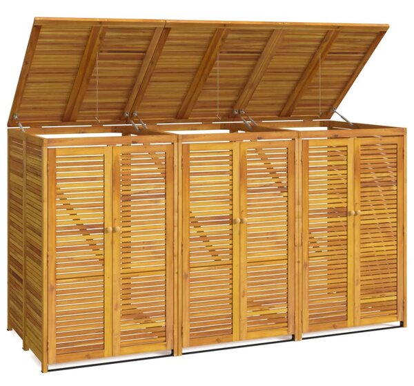 Tömör akácfa tripla kukatároló 210 x 89 x 117 cm