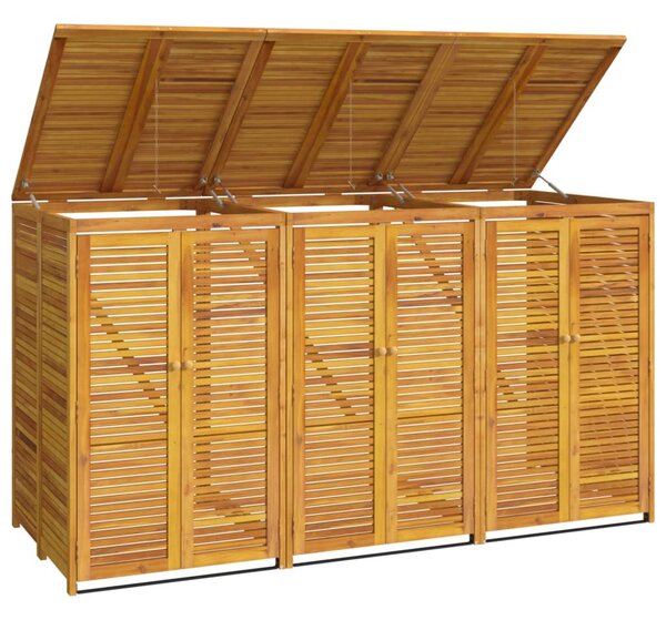 Tömör akácfa tripla kukatároló 210 x 89 x 117 cm