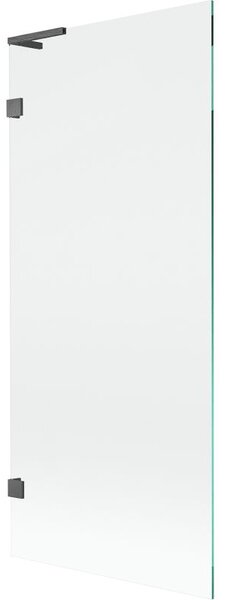 Mexen Lunar L kádparaván, 1-szárnyú, 80 x 150 cm, átlátszó, szálcsiszolt gun gray - 897L-080-000-66-00
