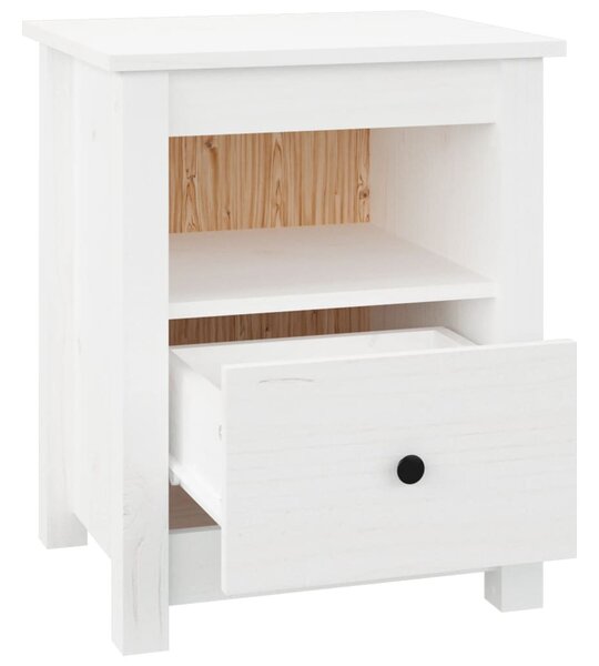 Fehér tömör fenyőfa éjjeliszekrény 40x35x49 cm