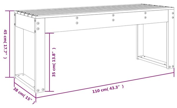 Mézbarna tömör fenyőfa kerti pad 110x38x45 cm