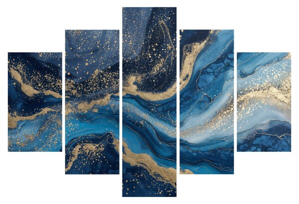 Kép - Kék-arany absztrakt márvány (150x105 cm)