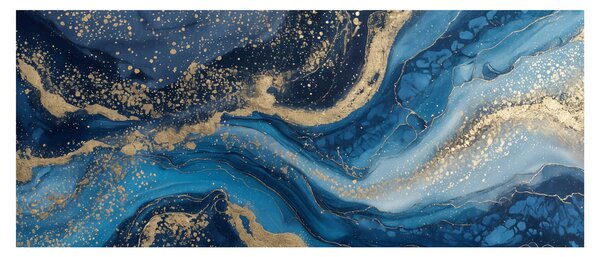 Kép - Kék-arany absztrakt márvány (120x50 cm)