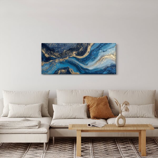 Kép - Kék-arany absztrakt márvány (120x50 cm)