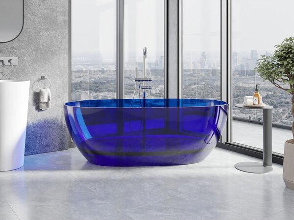 Mexen Pure Sapphire szabadon álló átlátszó kád 170 x 80 cm, krómozott lefolyó - 58071708016
