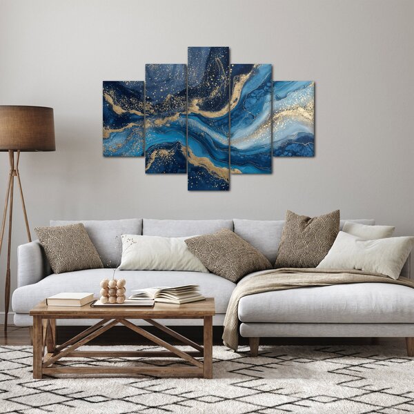 Kép - Kék-arany absztrakt márvány (150x105 cm)