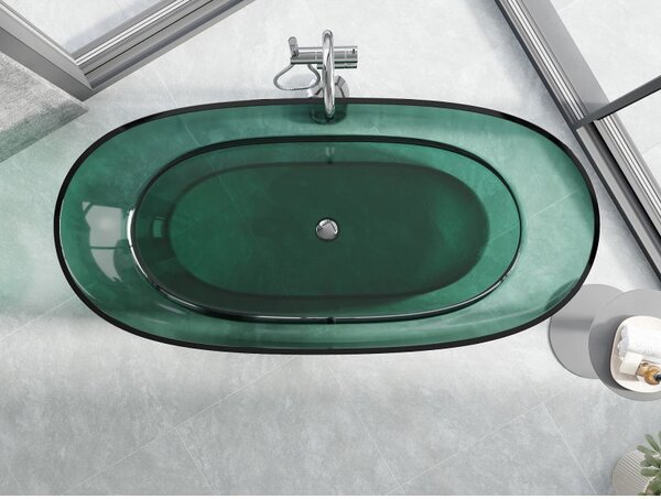 Mexen Pure teal szabadon álló átlátszó kád 170 x 80 cm, króm lefolyó - 58071708011