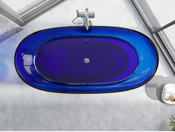 Mexen Pure Sapphire szabadon álló átlátszó kád 170 x 80 cm, krómozott lefolyó - 58071708016