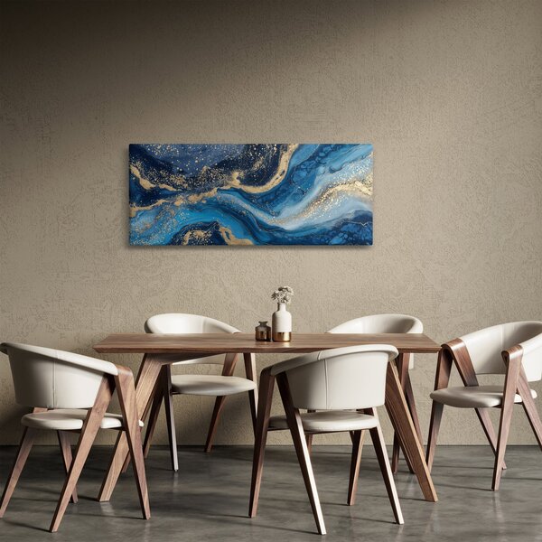 Kép - Kék-arany absztrakt márvány (120x50 cm)