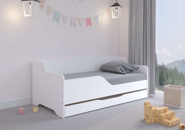 LILU gyerekágy Fehér 160x80cm matraccal és ágyneműtartóval - balos