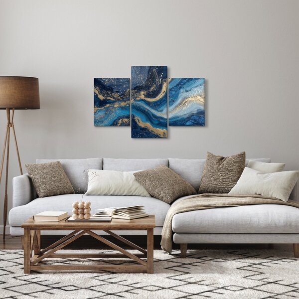 Kép - Kék-arany absztrakt márvány (90x60 cm)