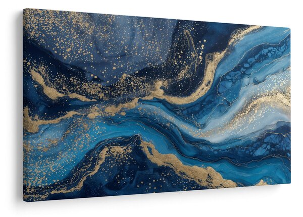 Kép - Kék-arany absztrakt márvány (90x60 cm)