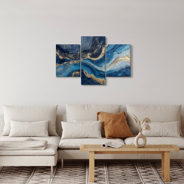 Kép - Kék-arany absztrakt márvány (90x60 cm)