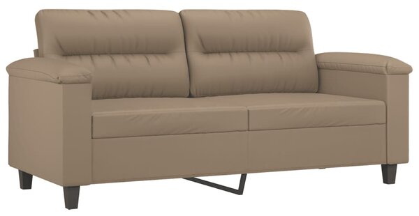 2 személyes cappuccino színű műbőr kanapé díszpárnákkal 140 cm