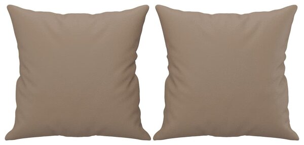 2 személyes cappuccino színű műbőr kanapé díszpárnákkal 140 cm