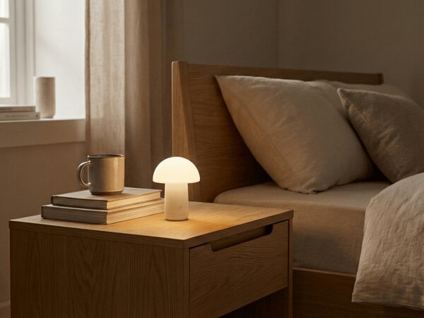 LED asztali lámpa FUNGHI 11,2 cm, fehér