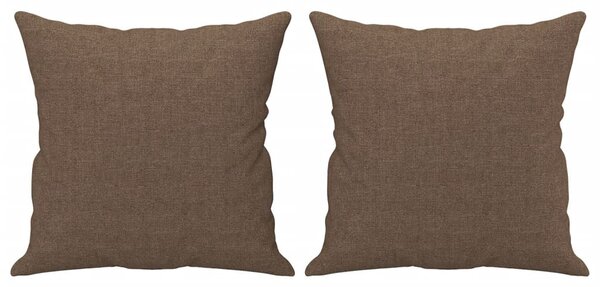 2 személyes barna szövet kanapé díszpárnákkal 120 cm
