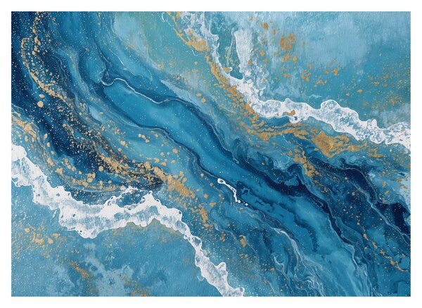 Üveg kép - Világoskék márvány arannyal II. (70x50 cm)