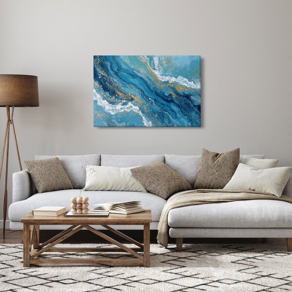 Kép - Világoskék márvány arannyal II. (90x60 cm)