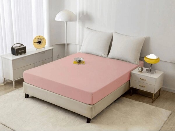 Mikroszálas gumis lepedő MICROVELLE világos rózsaszín 90x200 cm