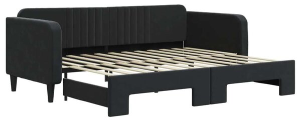 Fekete kihúzható szövet heverő 90x200 cm