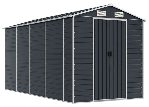 Antracitszürke horganyzott acél kerti fészer 191 x 385 x 198 cm