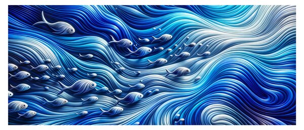 Kép – Halak a hullámokban (120x50 cm)