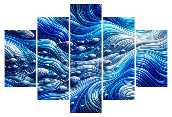 Kép – Halak a hullámokban (150x105 cm)